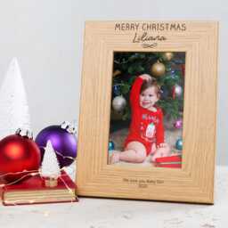 Personalised Engraved Baby's First Christmas Photo Frame - Xmas Gift For Baby Girl New Mum Keepsake Picture - thumbnail 1
