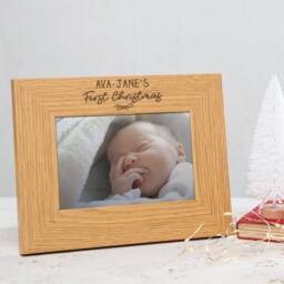 Personalised Engraved Baby's First Christmas Photo Frame - Xmas Gift For Baby Girl New Mum Keepsake Picture - thumbnail 2
