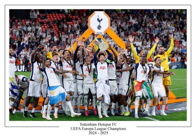 Tottenham Hotspur Europa League 2025 Winners Poster Print Souvenir Gift A4/A3 A3+ - image 1