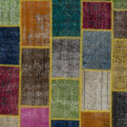 5' X 8' Multicolor Handmade Turkish Patchwork Rug, Bright Colors - thumbnail 4