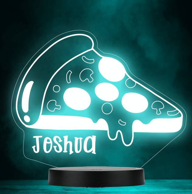 Pizza Food Yummy Name Personalised Gift Colour Changing Led Lamp Night Light - image 1