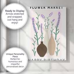 Lavender Stem Arrangement in Neutral Ceramic Vases Canvas Wall Art Print Decor Picture Ready To Hang - thumbnail 3