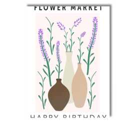 Lavender Stem Arrangement in Neutral Ceramic Vases Canvas Wall Art Print Decor Picture Ready To Hang - thumbnail 1