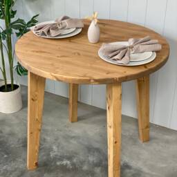Dalat // Round Scandinavian Dining Table With Tapered Wood Legs - thumbnail 3