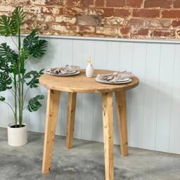 Dalat // Round Scandinavian Dining Table With Tapered Wood Legs - thumbnail 2