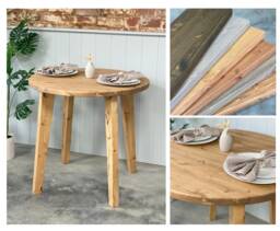 Dalat // Round Scandinavian Dining Table With Tapered Wood Legs