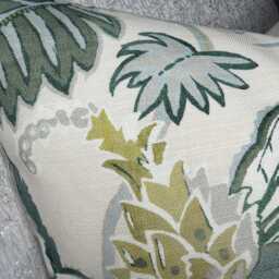 Green Beige Floral Cotton Woodland Cushion Cover, Lumbar Size 12 X 20 - thumbnail 4