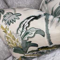 Green Beige Floral Cotton Woodland Cushion Cover, Lumbar Size 12 X 20 - thumbnail 2