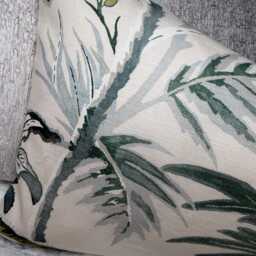 Green Beige Floral Cotton Woodland Cushion Cover, Lumbar Size 12 X 20 - thumbnail 3