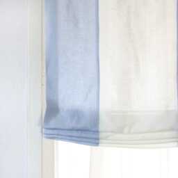 Blue & White Two-Tone Natural Linen Relaxed Roman Shade, Cl1010 - thumbnail 2