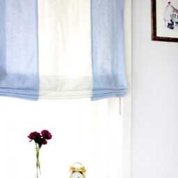 Blue & White Two-Tone Natural Linen Relaxed Roman Shade, Cl1010 - thumbnail 3