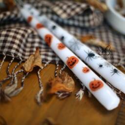 Pumpkin Candle, Halloween Candle, Halloween Decoration, Halloween Centre Piece, Halloween Taper Candle, Dinner Candle, Spider Candle - thumbnail 3
