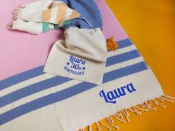 Personalised Luxury Larger Towel - Beach Picnic Blanket Sofa Throw Wedding Gift 2nd Anniversary Birthday For Her