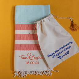 Personalised Luxury Larger Towel - Beach Picnic Blanket Sofa Throw Wedding Gift 2nd Anniversary Birthday For Her - thumbnail 2