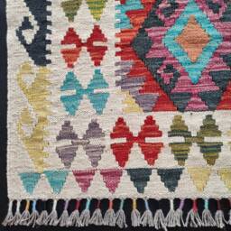 Kilim Rug Multicolour, Handmade Artisan Afghan Turkish Aztec Geometric Wool 151x106 cm - thumbnail 2