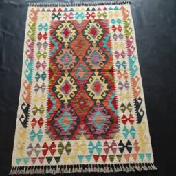 Kilim Rug Multicolour, Handmade Artisan Afghan Turkish Aztec Geometric Wool 151x106 cm - thumbnail 1
