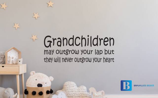 Grandchildren May Outgrow Your Lap But They Will Never Heart Matt Vinyl Wall Art Decal Stickers - image 1