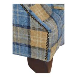 Queen Anne Wing Back Cottage Fireside Chair in Blue & Yellow Lana Tartan Check - thumbnail 3