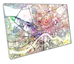 Newcastle UK Watercolor Street Map Canvas Art Print - Ready To Hang Home & Office Decor - thumbnail 1