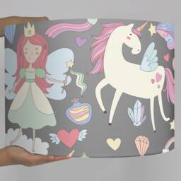 Lampshade Nursery Unicorn Fairy Tale Gray - thumbnail 3