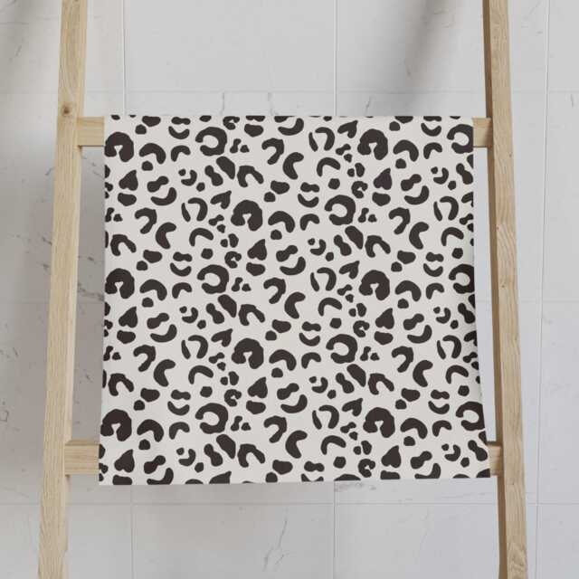 Hand Towel, Leopard Print, Chocolate Cream, Safari Bathroom Decor, Animal Print Towels, Cheetah Kitchen Tea Dish Towel - image 1