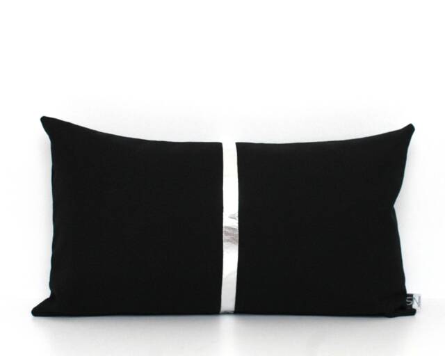 Black & Silver Colorblock Pillow Cover - Space Age Elegant Home Gifts, All Sizes - image 1