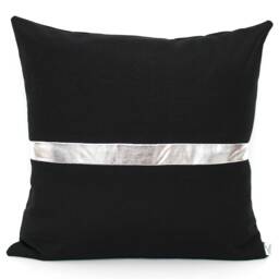 Black & Silver Colorblock Pillow Cover - Space Age Elegant Home Gifts, All Sizes - thumbnail 2