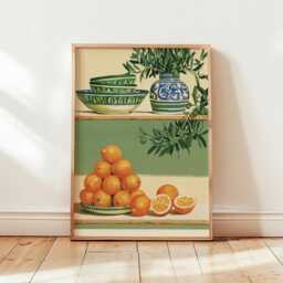Mediterranean Citrus Poster, Orange Still Life Print, Kitchen Wall Art - thumbnail 4