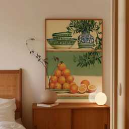 Mediterranean Citrus Poster, Orange Still Life Print, Kitchen Wall Art - thumbnail 2