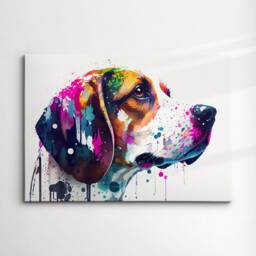 Beagle Abstract Dog Pet Animal Oil Painting Splatter Wall Art, Framed Canvas Poster Print, Home Kitchen Office Room Decor, Gifts - thumbnail 3