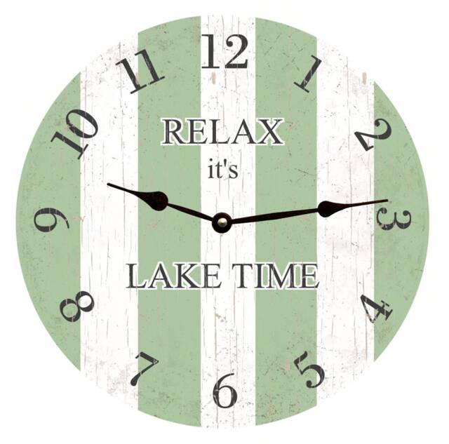 striped Sage Green Wall Clock - Rustic Coastal Decor - image 1