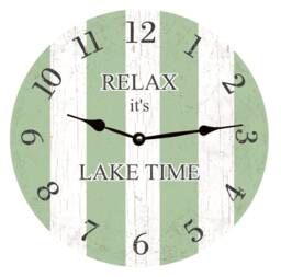 striped Sage Green Wall Clock - Rustic Coastal Decor - thumbnail 1