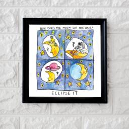 Funny Moon Haircut Pun Print - Nursery Or Bathroom Art - thumbnail 1