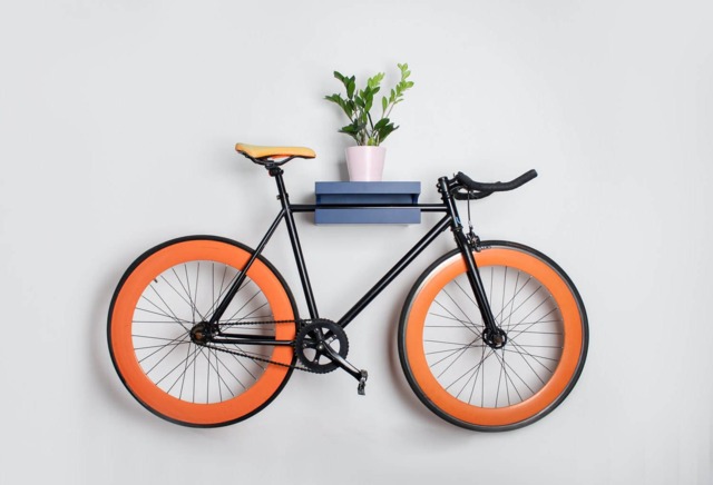 Wood Bike Wall Mount/Blue Shelf For Storage Wooden Rack - image 1