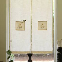 Rafe Embroidered Floral Linen Noren Curtain, Drape, Door Long Noren, Room Divider Doorway 1Pc - thumbnail 3
