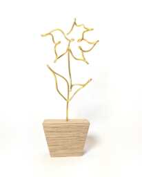 Handmade Wire Daffodil Sculpture in Oak Pot, Personalised Flower Decoration