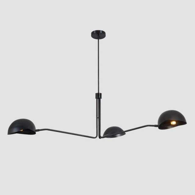 Mid Century Sputnik Chandelier - Blackened Brass 3-Arm Pendant Light - image 1
