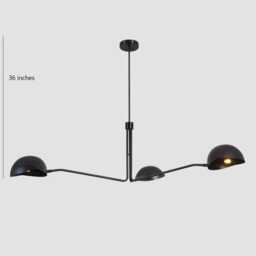 Mid Century Sputnik Chandelier - Blackened Brass 3-Arm Pendant Light - thumbnail 2