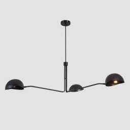 Mid Century Sputnik Chandelier - Blackened Brass 3-Arm Pendant Light - thumbnail 1