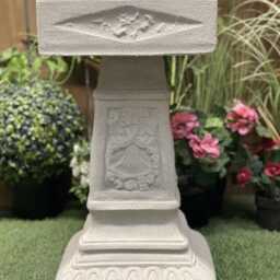 Large Wide Sandstone Birdbath With Square Bowl - thumbnail 4