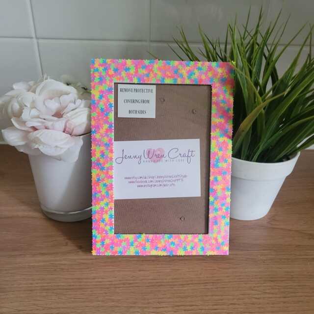 Colourful Neon Puzzle Confetti Photo Frame 4 X 6 Inches - image 1