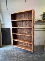 Reclaimed Solid Wood Bookcase - Handmade Rustic Sturdy - thumbnail 1