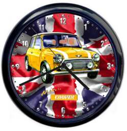 Mini Cooper Classic Car Large 10Inch Black Wall Clock