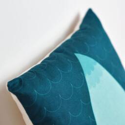 Decorative Throw Pillow For Kids Room With Big Raindrop in Indigo Blue, By Pinknounou - thumbnail 3