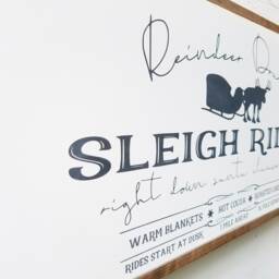 Sleigh Rides Sign - Farmhouse Christmas Wood Holiday Wall Art Decor - thumbnail 3