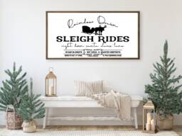 Sleigh Rides Sign - Farmhouse Christmas Wood Holiday Wall Art Decor - thumbnail 1