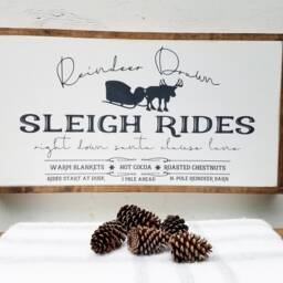 Sleigh Rides Sign - Farmhouse Christmas Wood Holiday Wall Art Decor - thumbnail 2