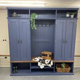 Handmade Sustainable Redwood Boot Room Bench Storage Cupboard, Farrow Ball Painted Furniture - thumbnail 2
