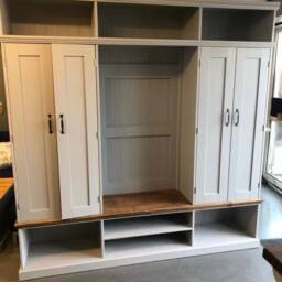 Handmade Sustainable Redwood Boot Room Bench Storage Cupboard, Farrow Ball Painted Furniture - thumbnail 4