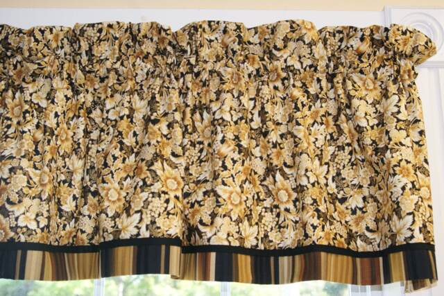 Gold Black Floral Valance - 17x53 Kaufman Holiday Flourish Curtain - Rod Pocket Window Topper Custom Drapes Home D??cor Jobs - image 1